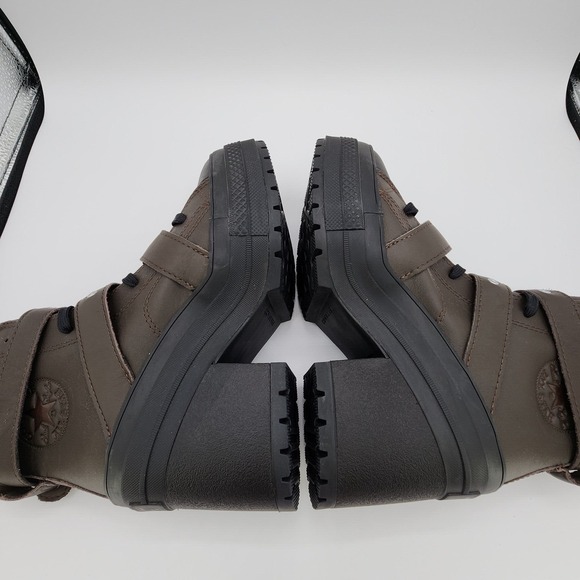 Converses Chuck 70 De Luxe Heel Boots Womens 7.5 Leather Buckle Biker NEW in Box - Picture 13 of 16